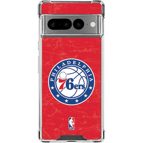 NBA Philadelphia 76ers Distressed Google Pixel 7 Pro Clear Case